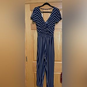 Express Navy & White Jumpsuit